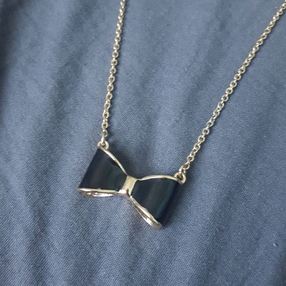 Black Gold Bow Necklace